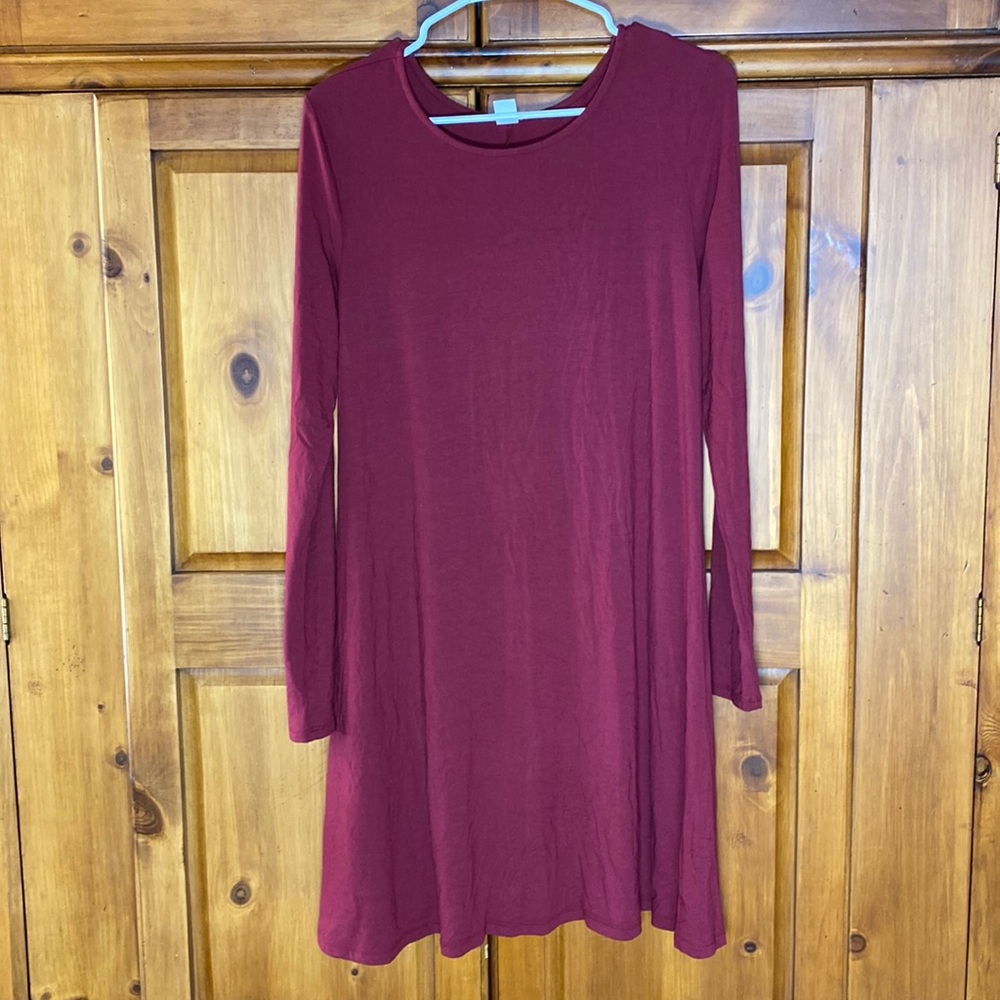 NWT Old Navy Cranberry Red Long Sleeve Dress